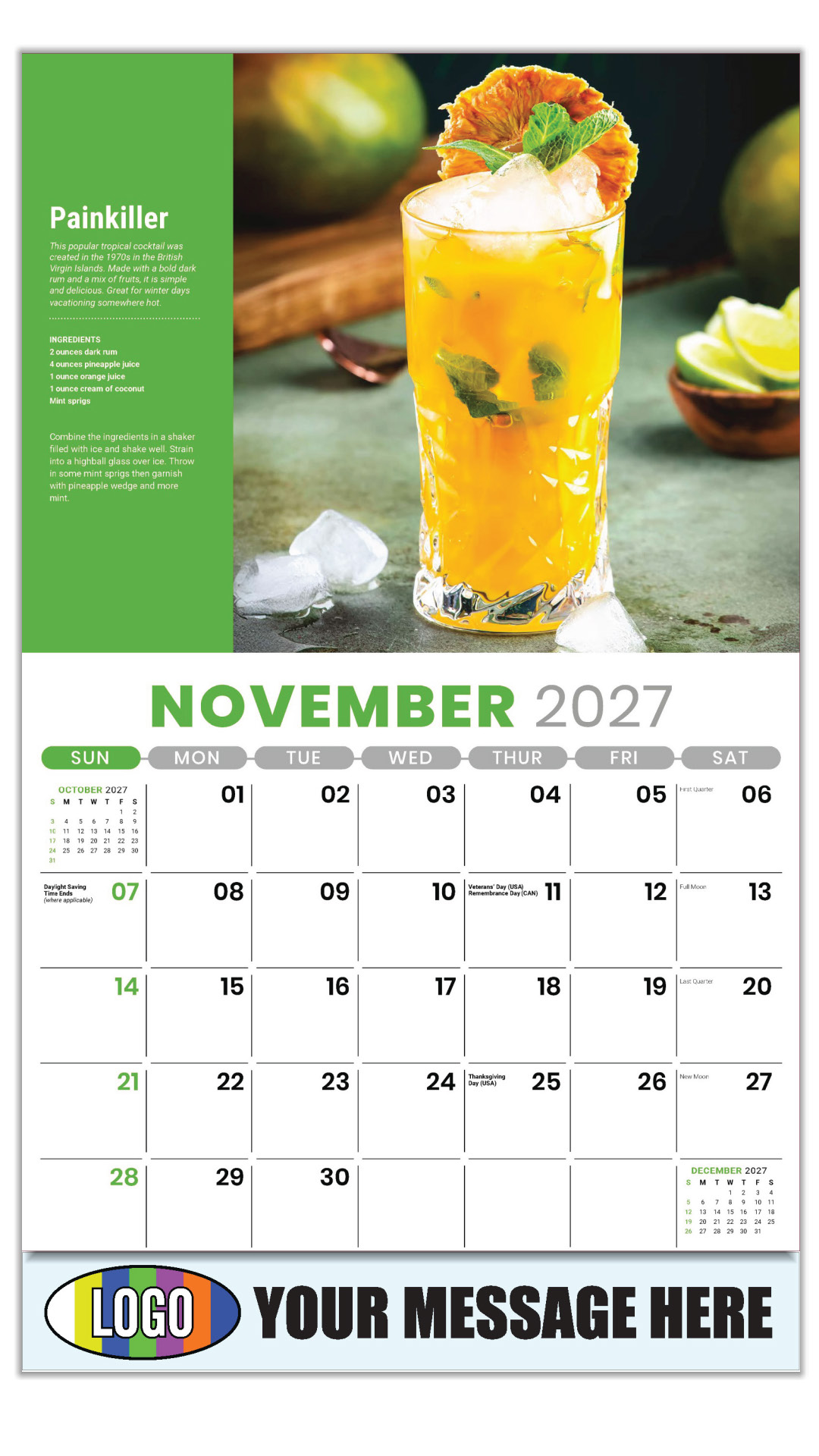 2027 Happy Hour Cocktails Business Promotional Calendar