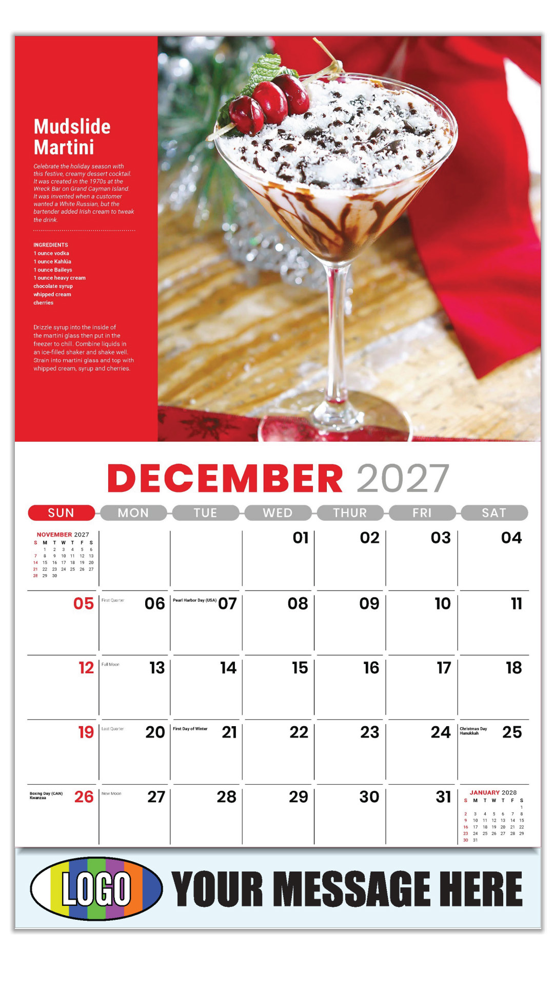 2027 Happy Hour Cocktails Business Promotional Calendar