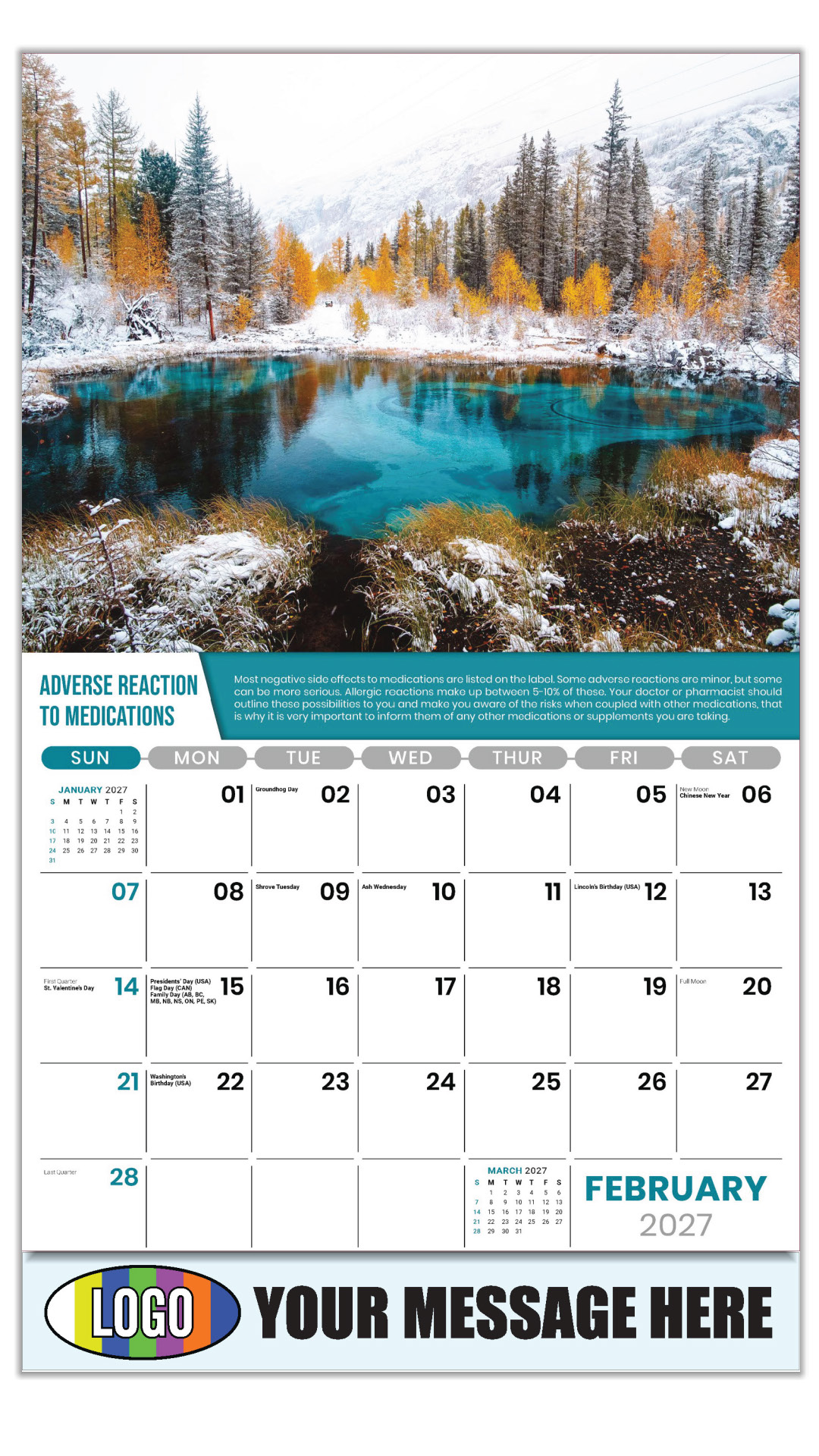 2027 Health Tips Business Promotional Calendar