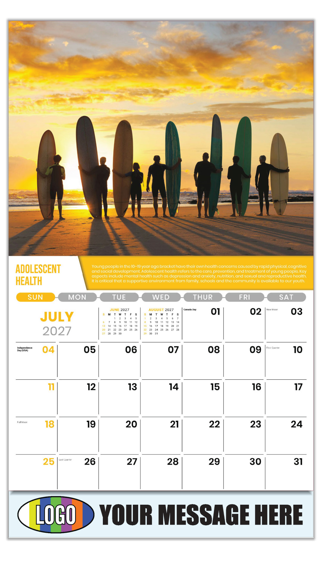 2027 Health Tips Business Promotional Calendar