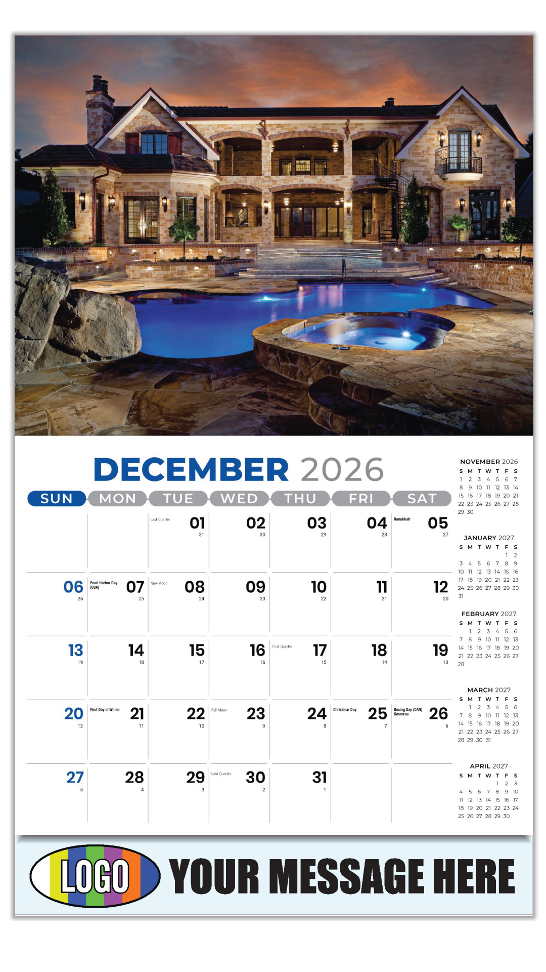 2027 Luxury Homes Business Promotional Calendar
