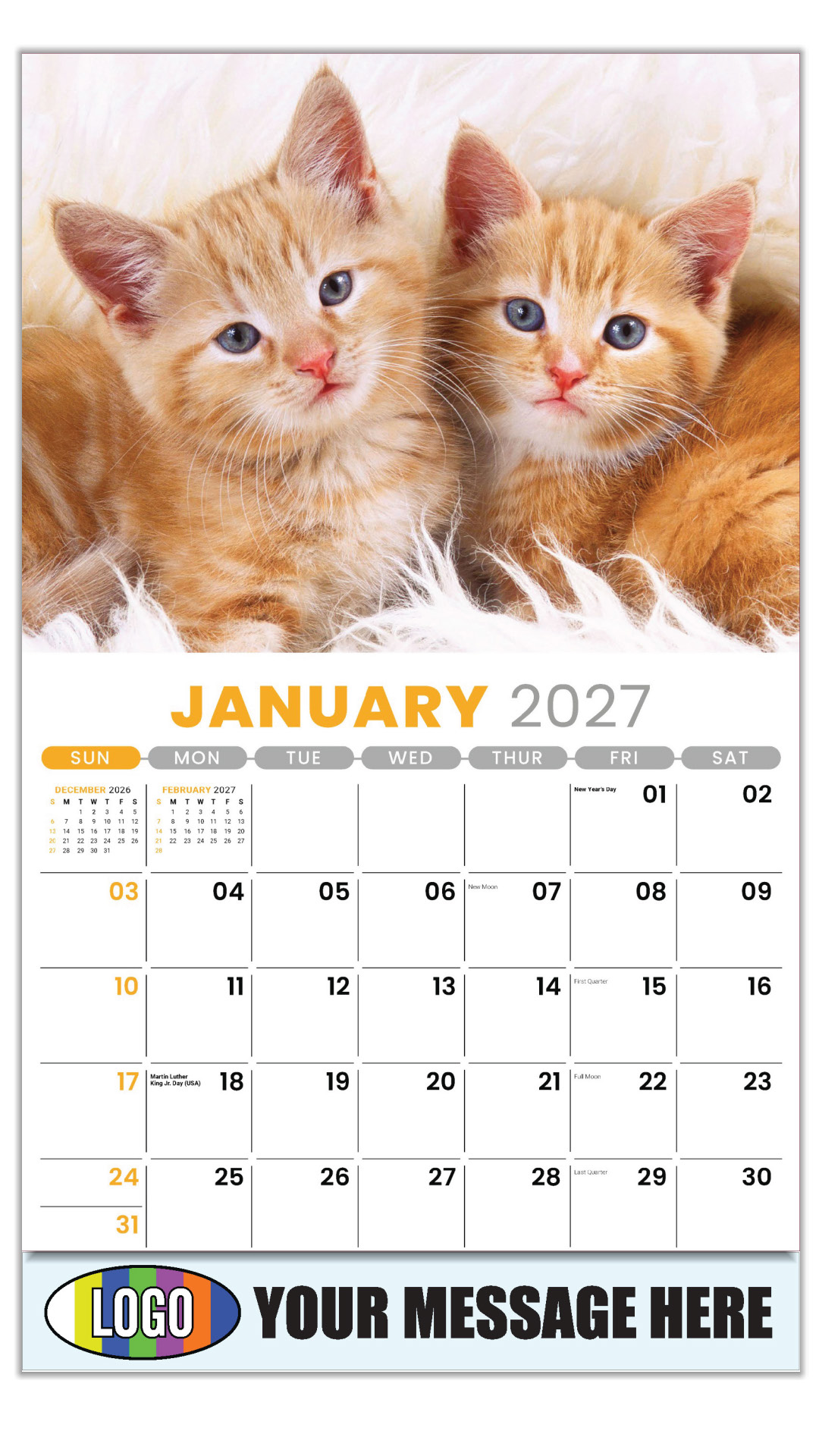 2027 Kittens Business Promotional Calendar