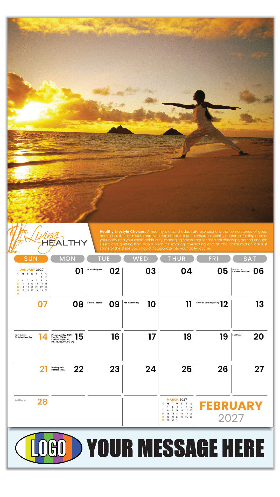 2027 Living Healthy Business Promotional Calendar