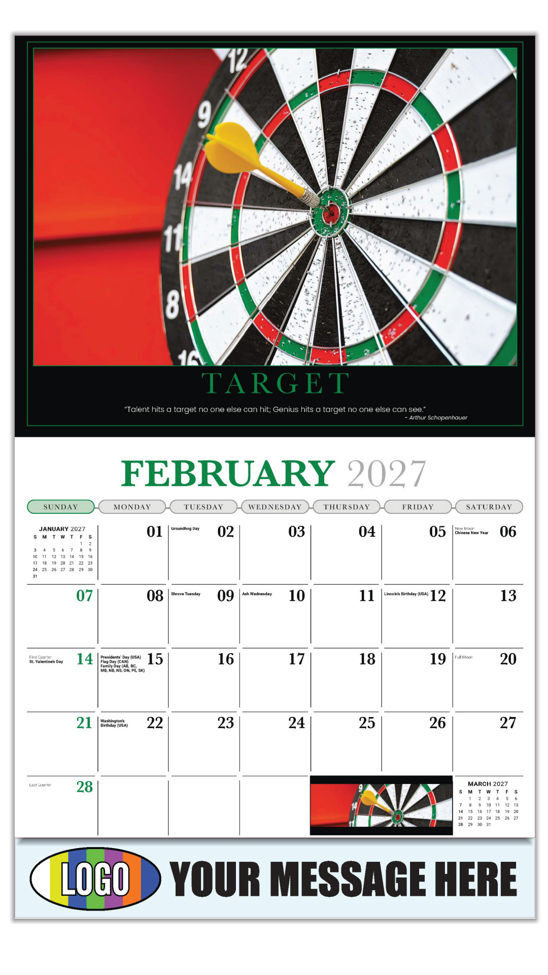 2027 Motivational Poster Business Promotional Calendar