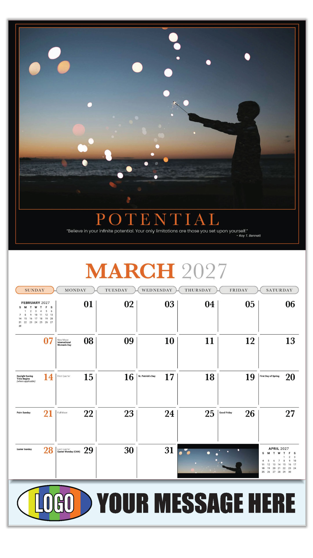 2027 Motivational Poster Business Promotional Calendar