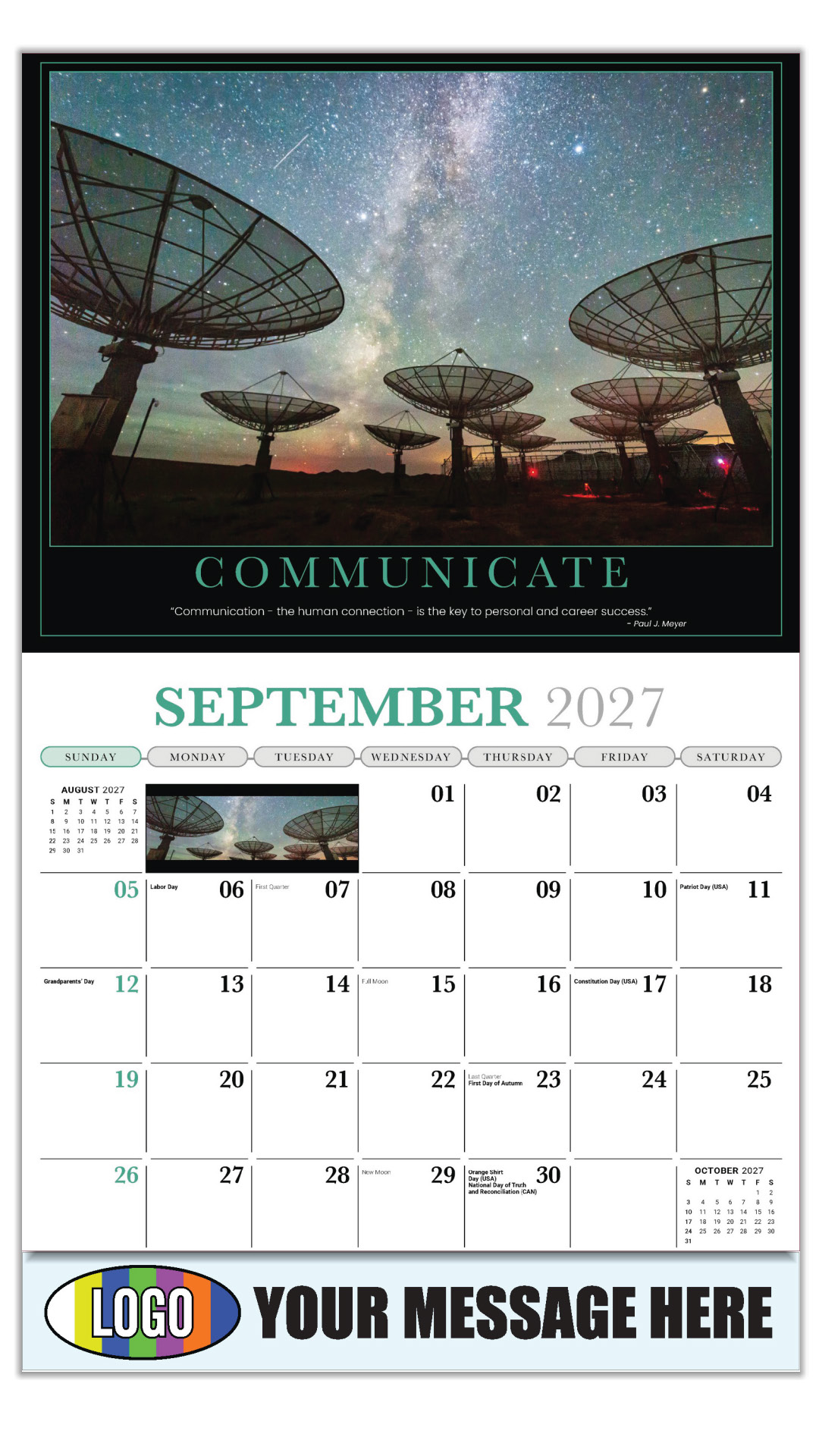 2027 Motivational Poster Business Promotional Calendar