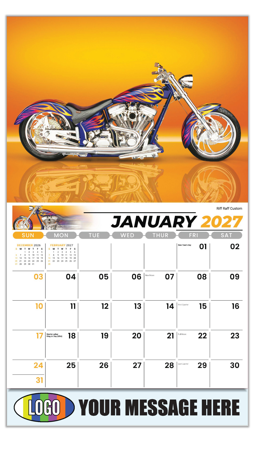 2027 Motorcycle Mania Business Promotional Calendar