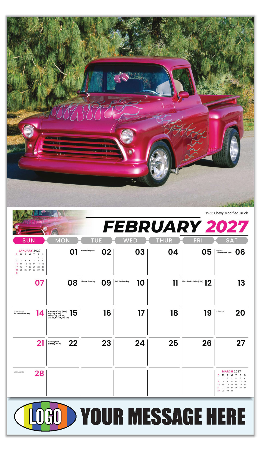 2027 Pumped-Up Pickups Business Promotional Calendar