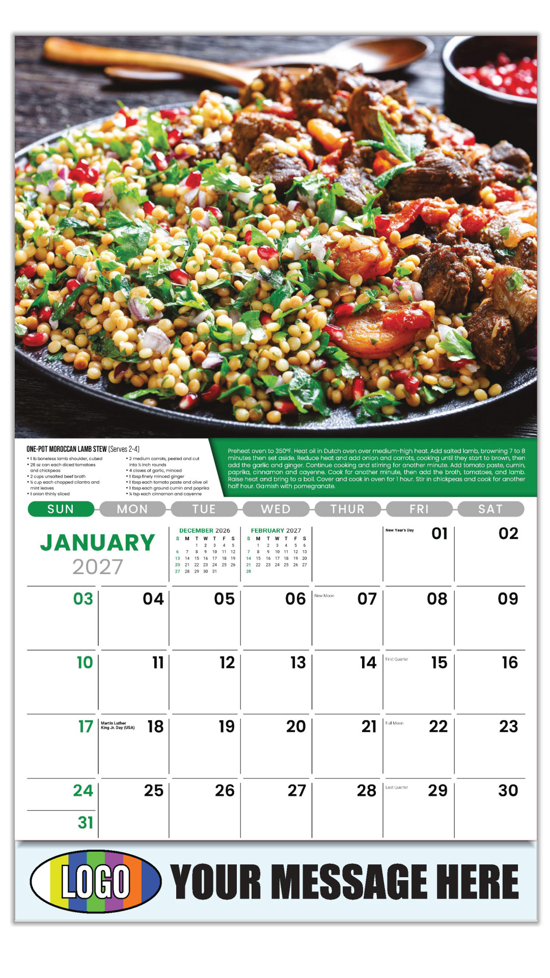2027 Recipes Business Promotional Calendar