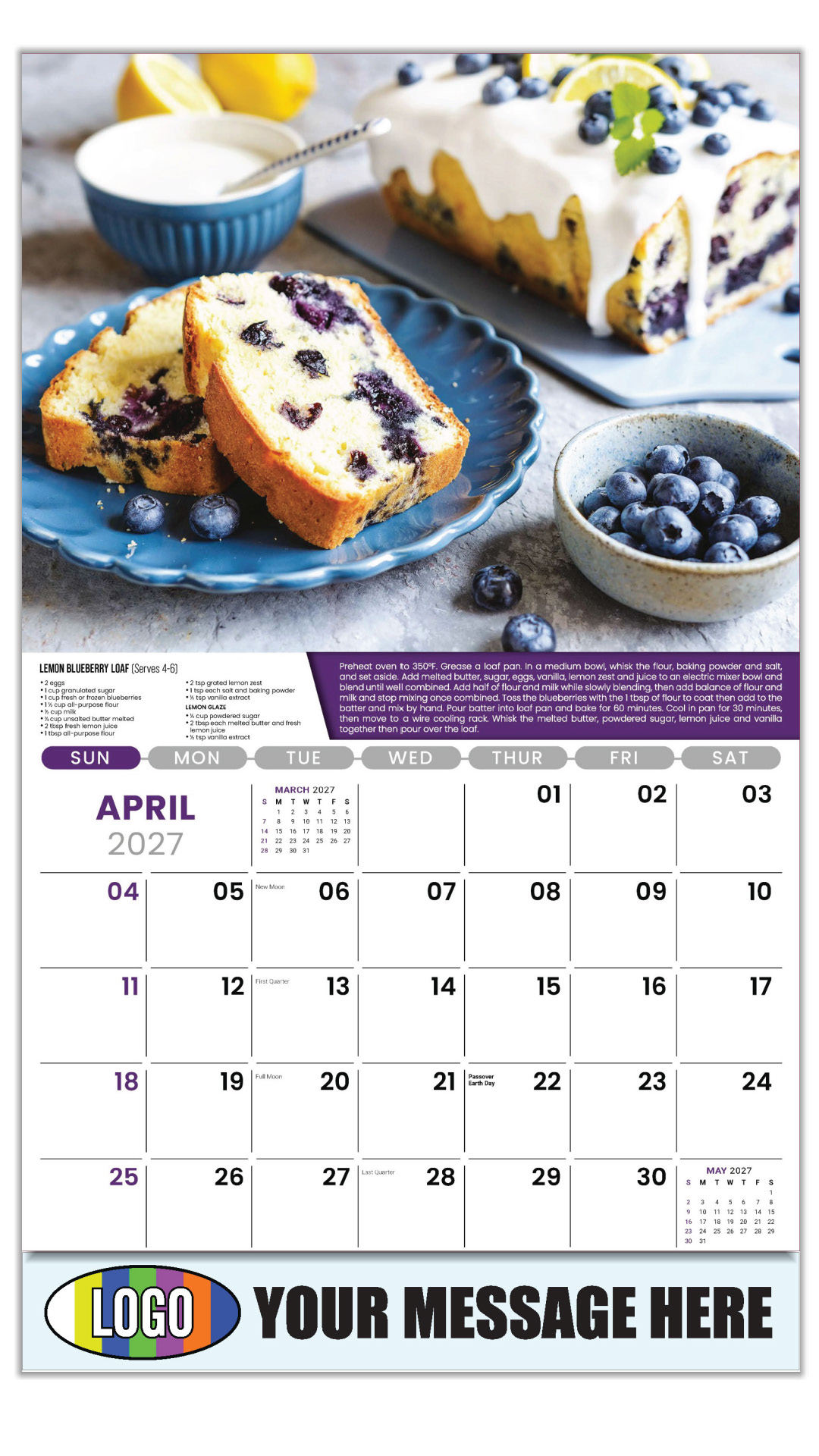 2027 Recipes Business Promotional Calendar