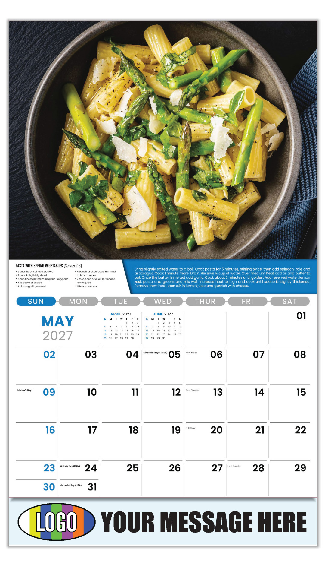 2027 Recipes Business Promotional Calendar