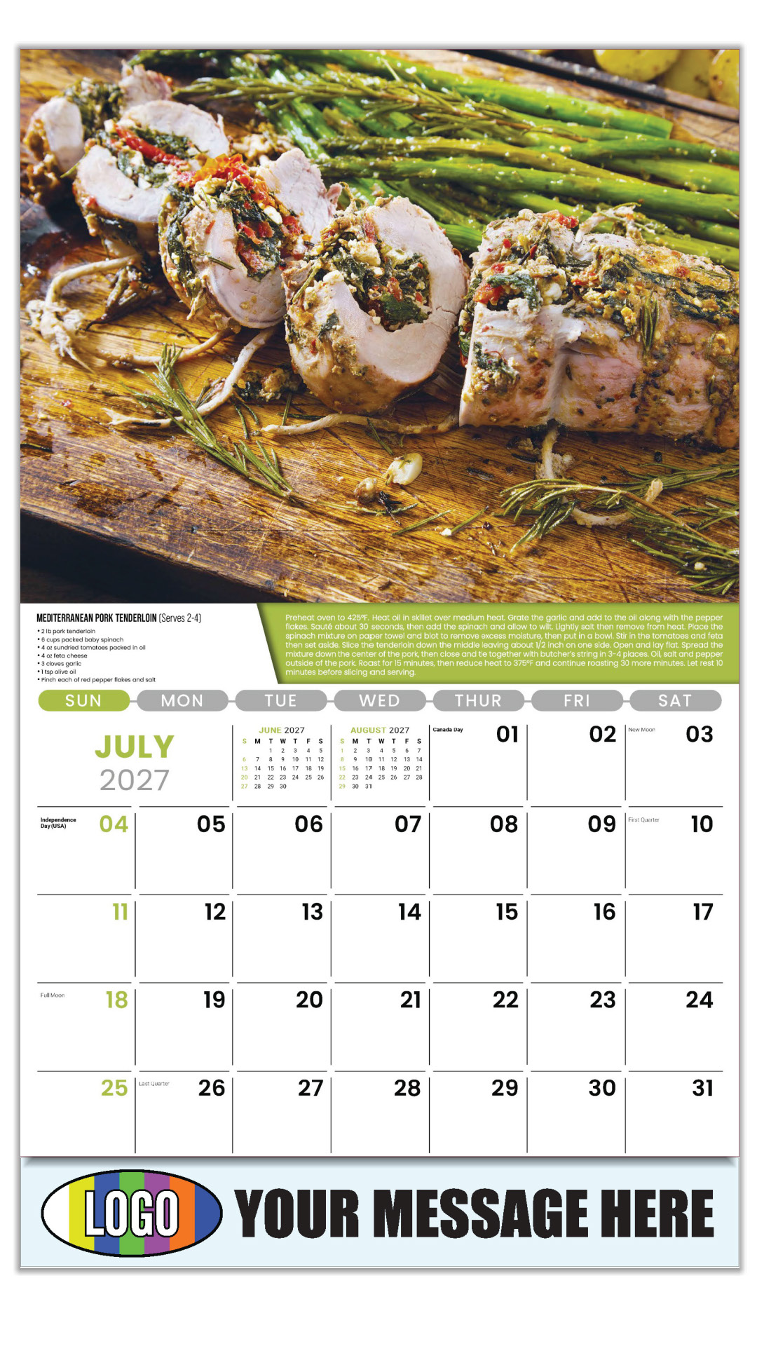2027 Recipes Business Promotional Calendar