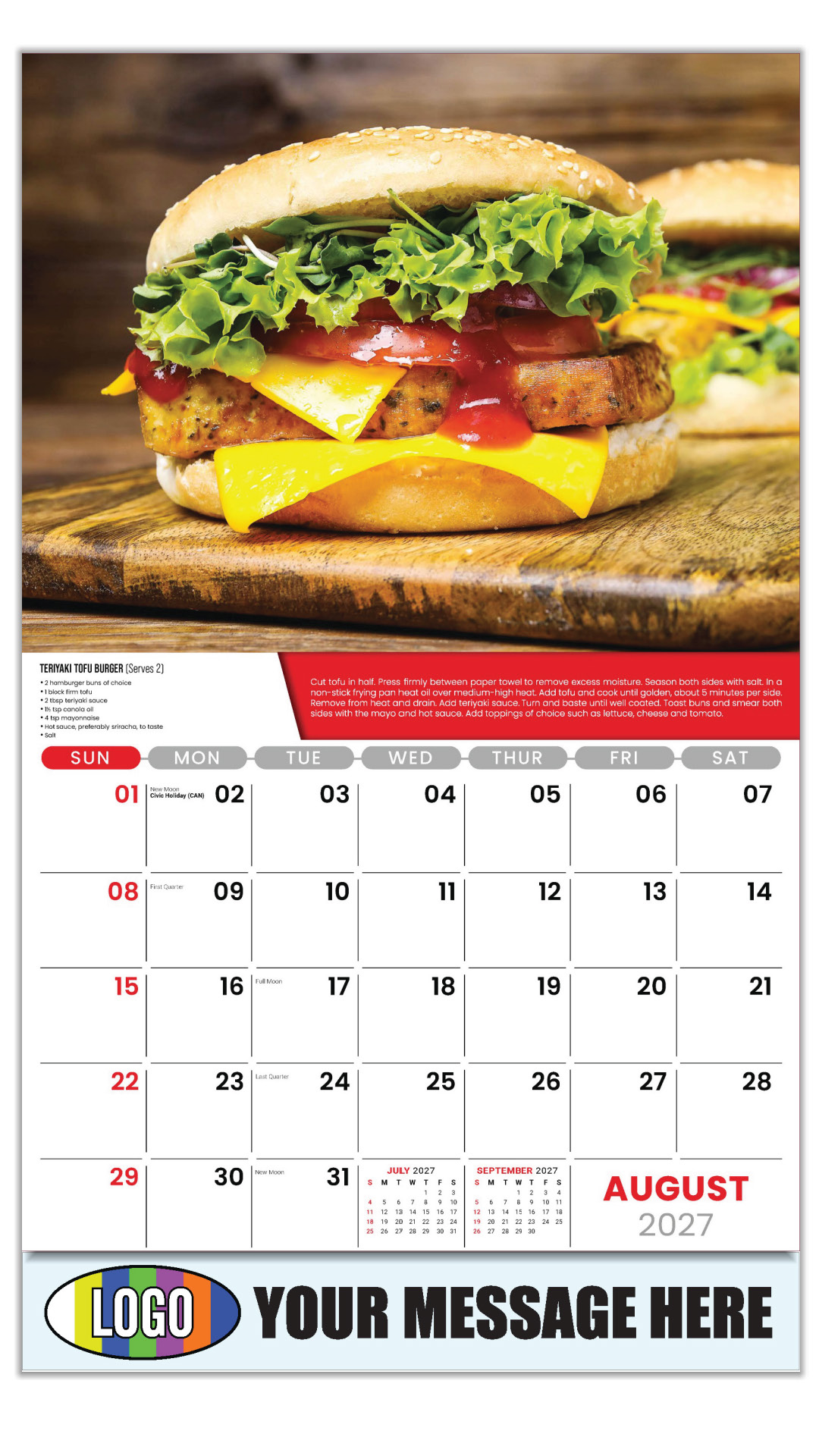 2027 Recipes Business Promotional Calendar