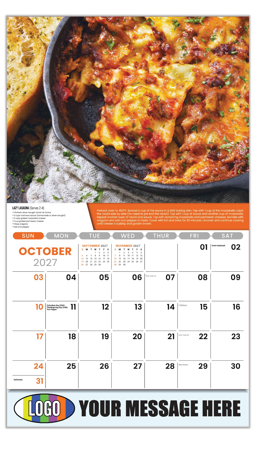 2027 Recipes Business Promotional Calendar