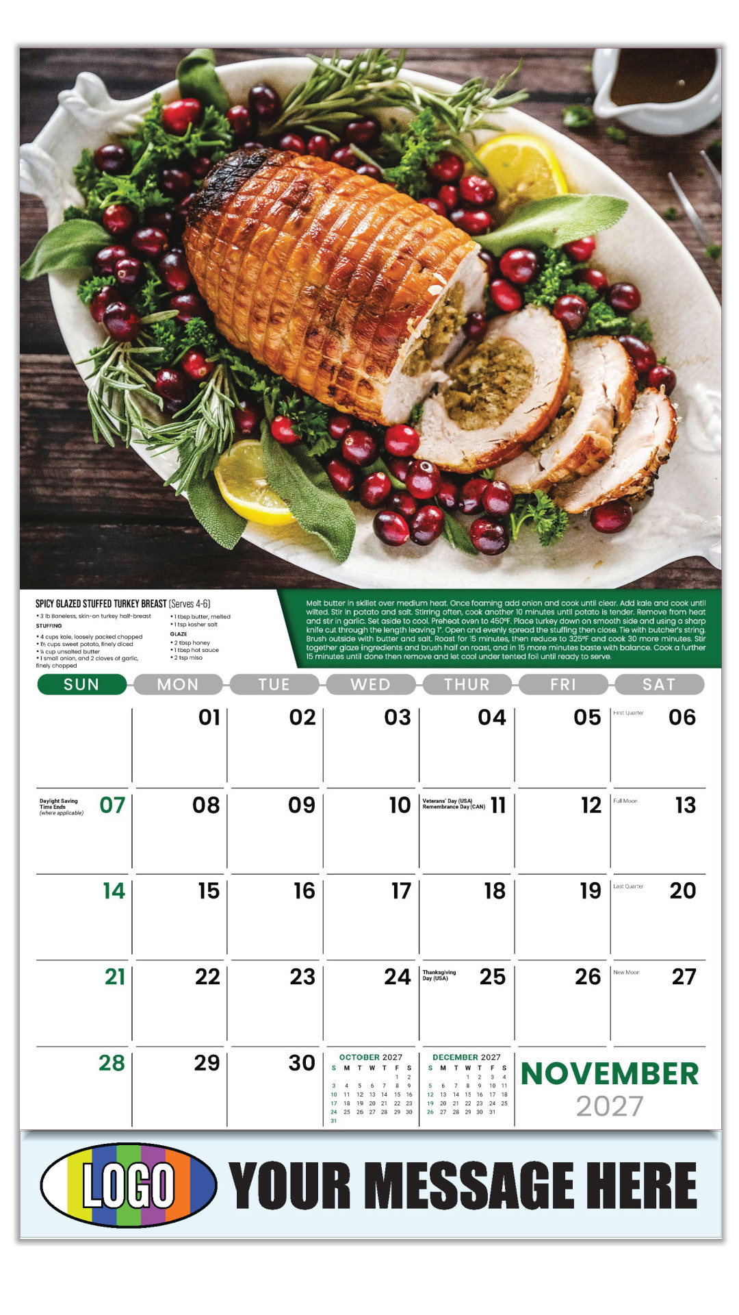 2027 Recipes Business Promotional Calendar