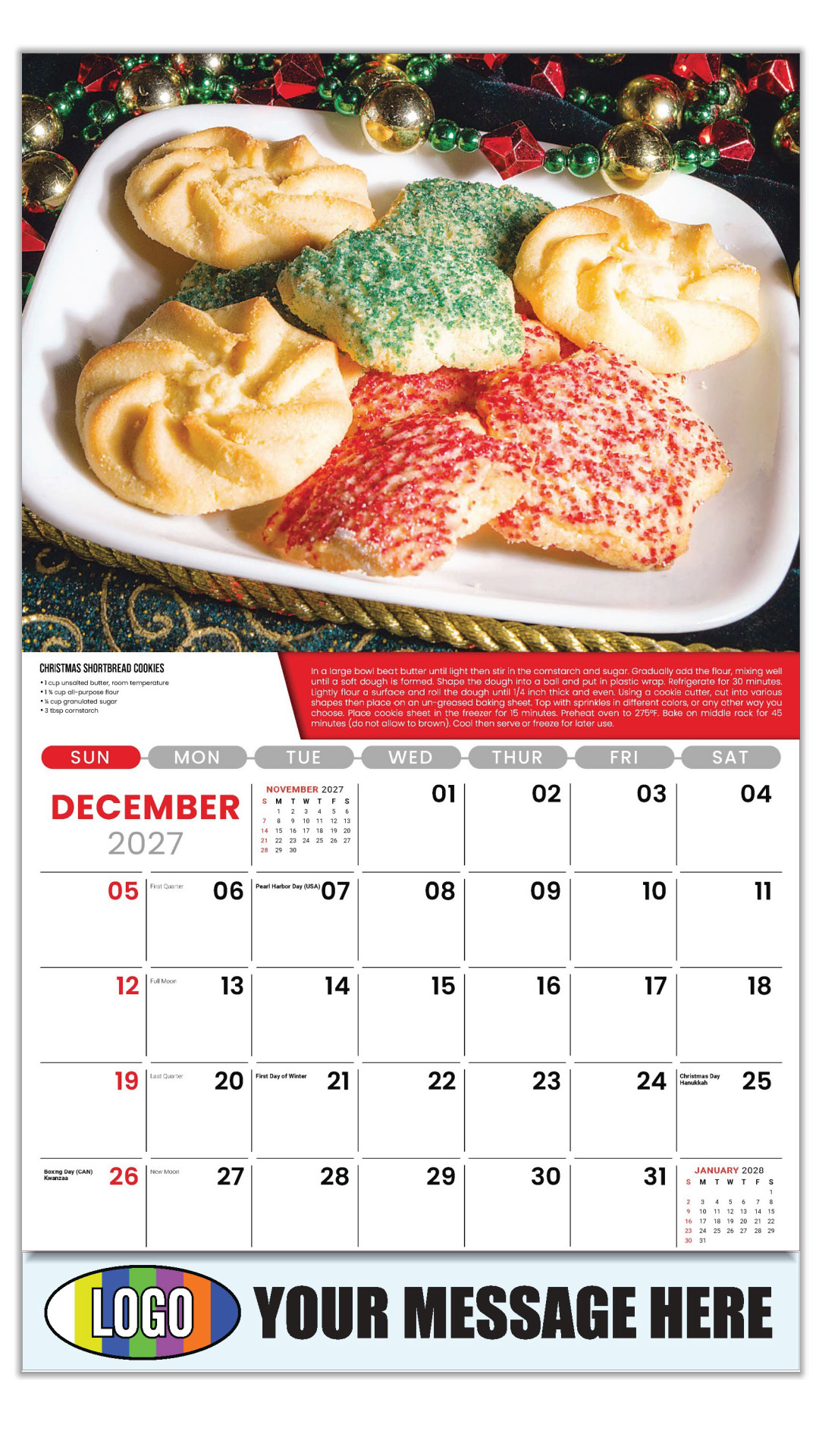 2027 Recipes Business Promotional Calendar