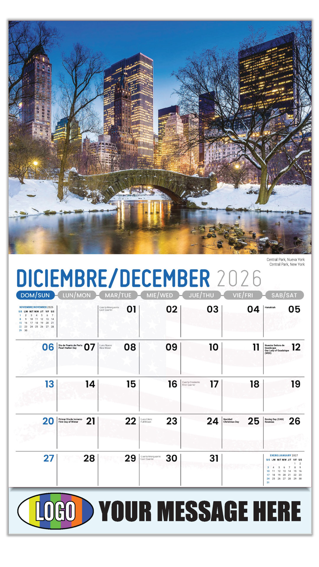 2027 Bilingual Business Promotional Calendar - Scenes of America