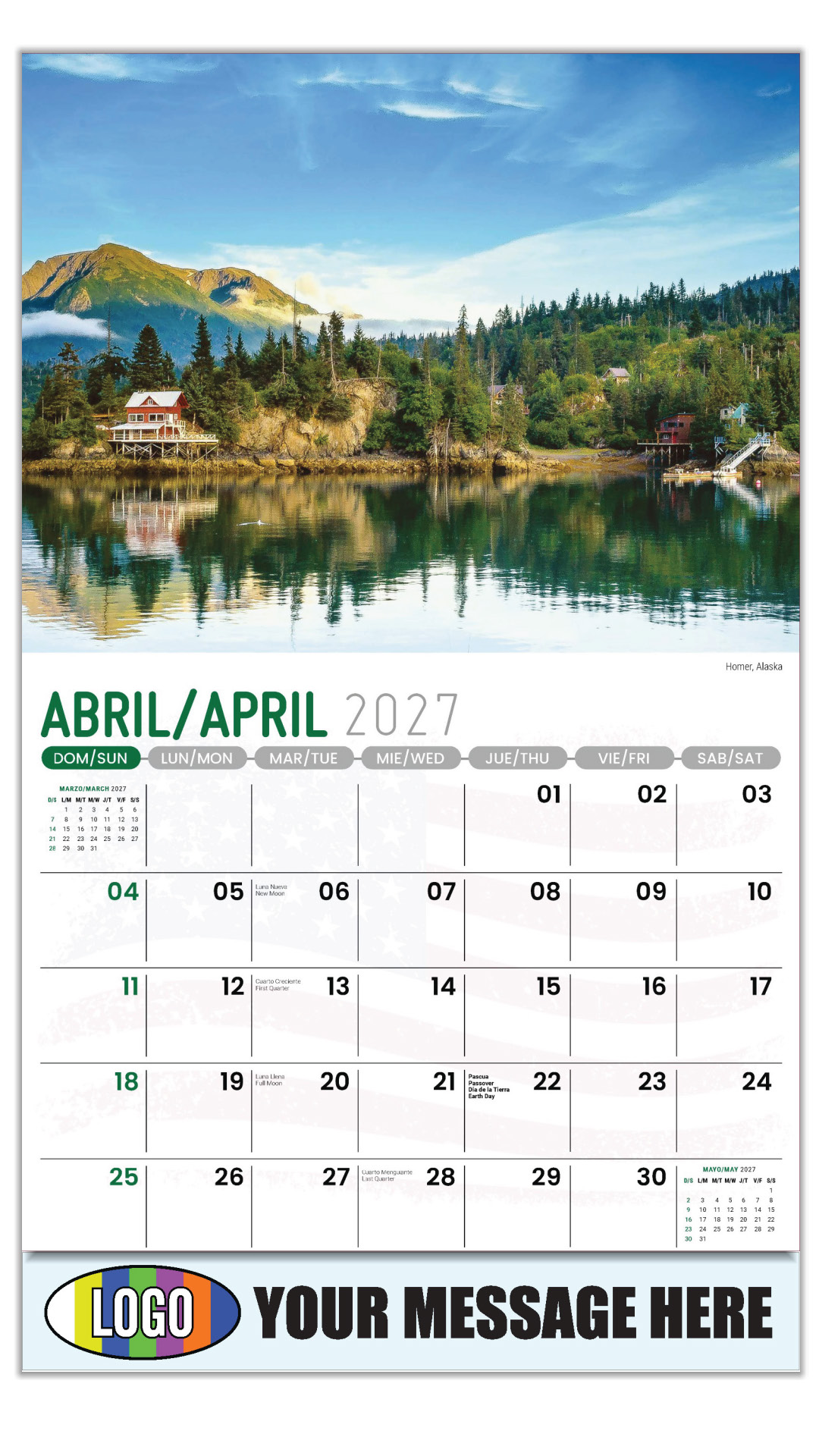 2027 Bilingual Business Promotional Calendar - Scenes of America