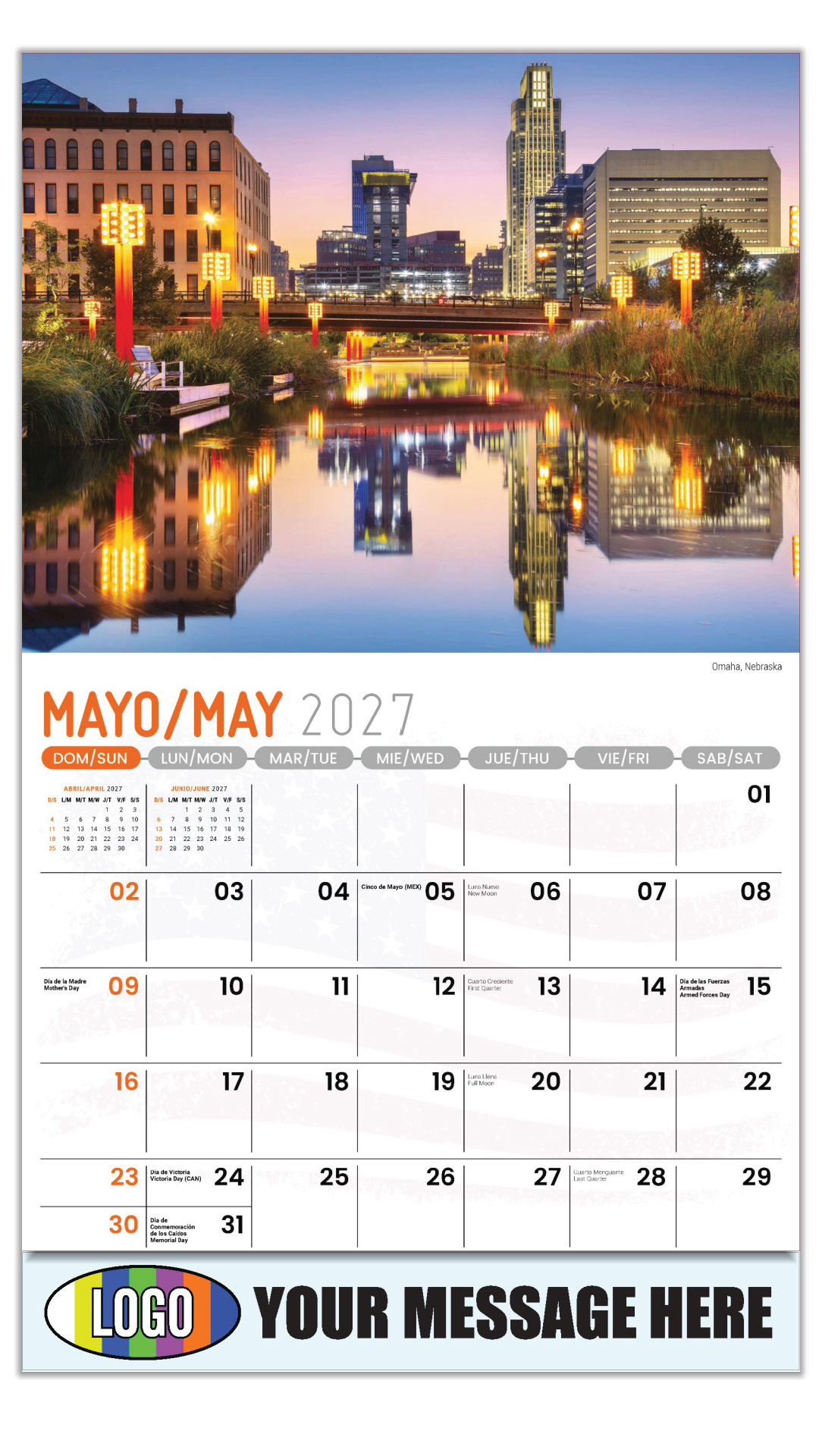 2027 Bilingual Business Promotional Calendar - Scenes of America