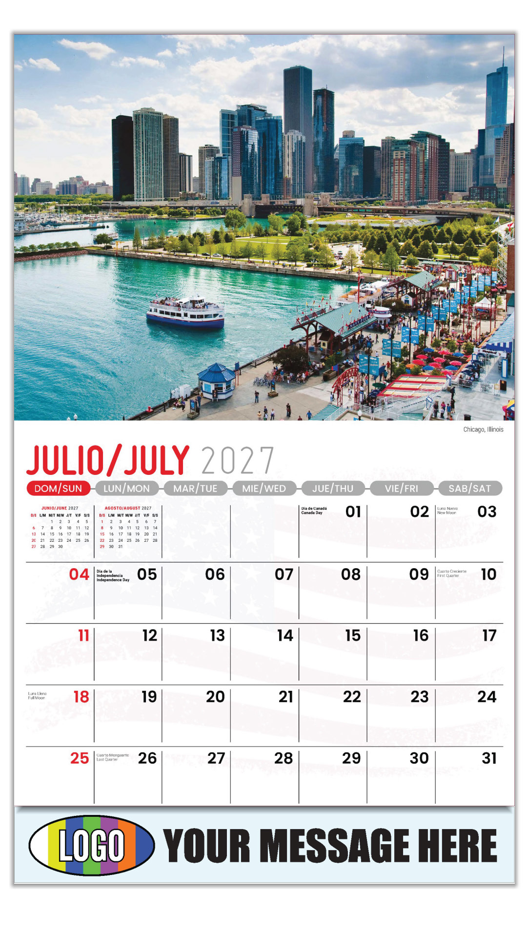 2027 Bilingual Business Promotional Calendar - Scenes of America
