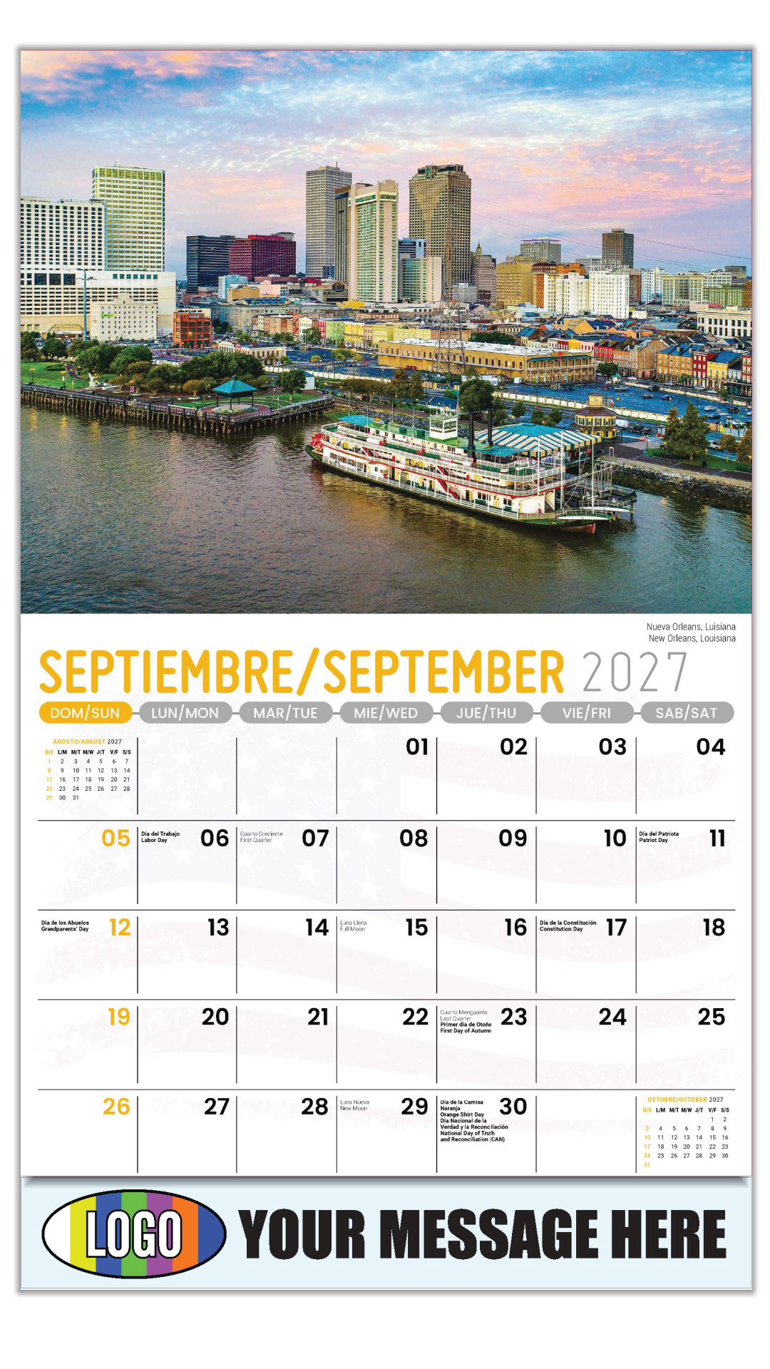 2027 Bilingual Business Promotional Calendar - Scenes of America