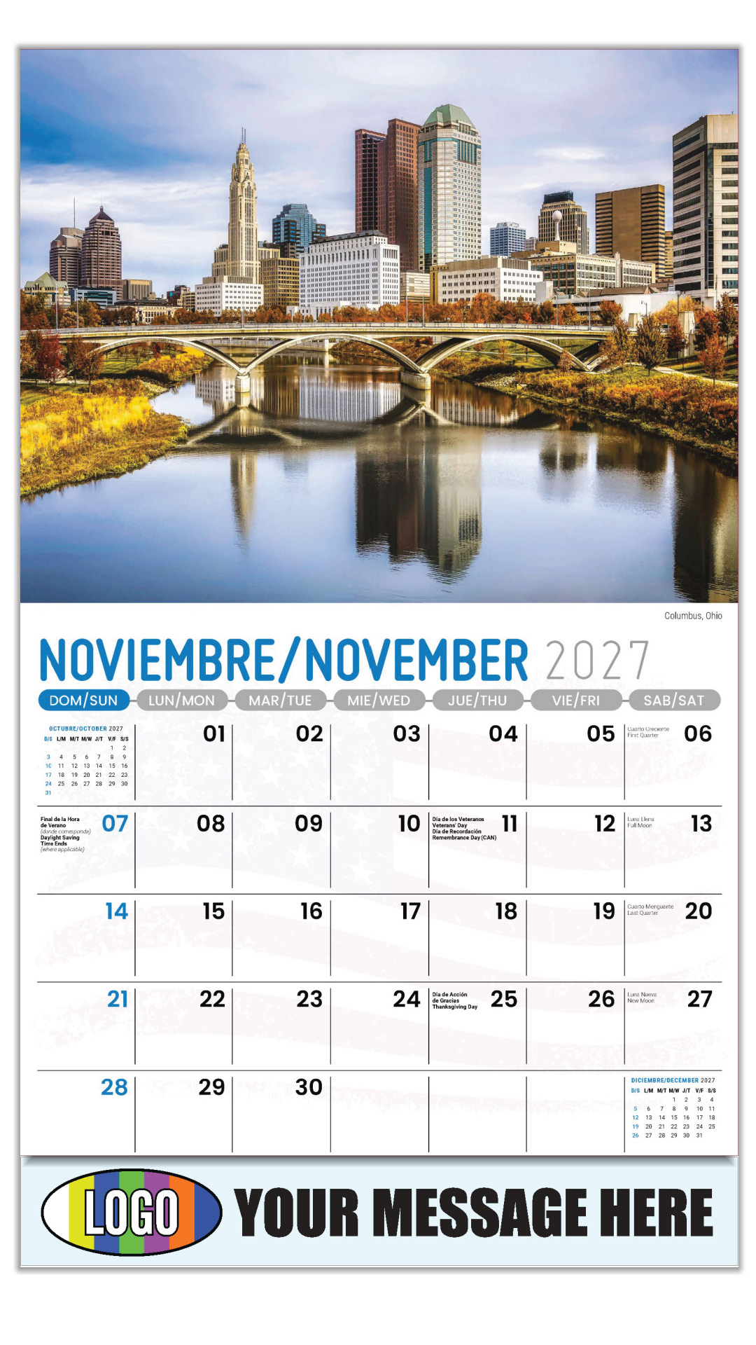 2027 Bilingual Business Promotional Calendar - Scenes of America