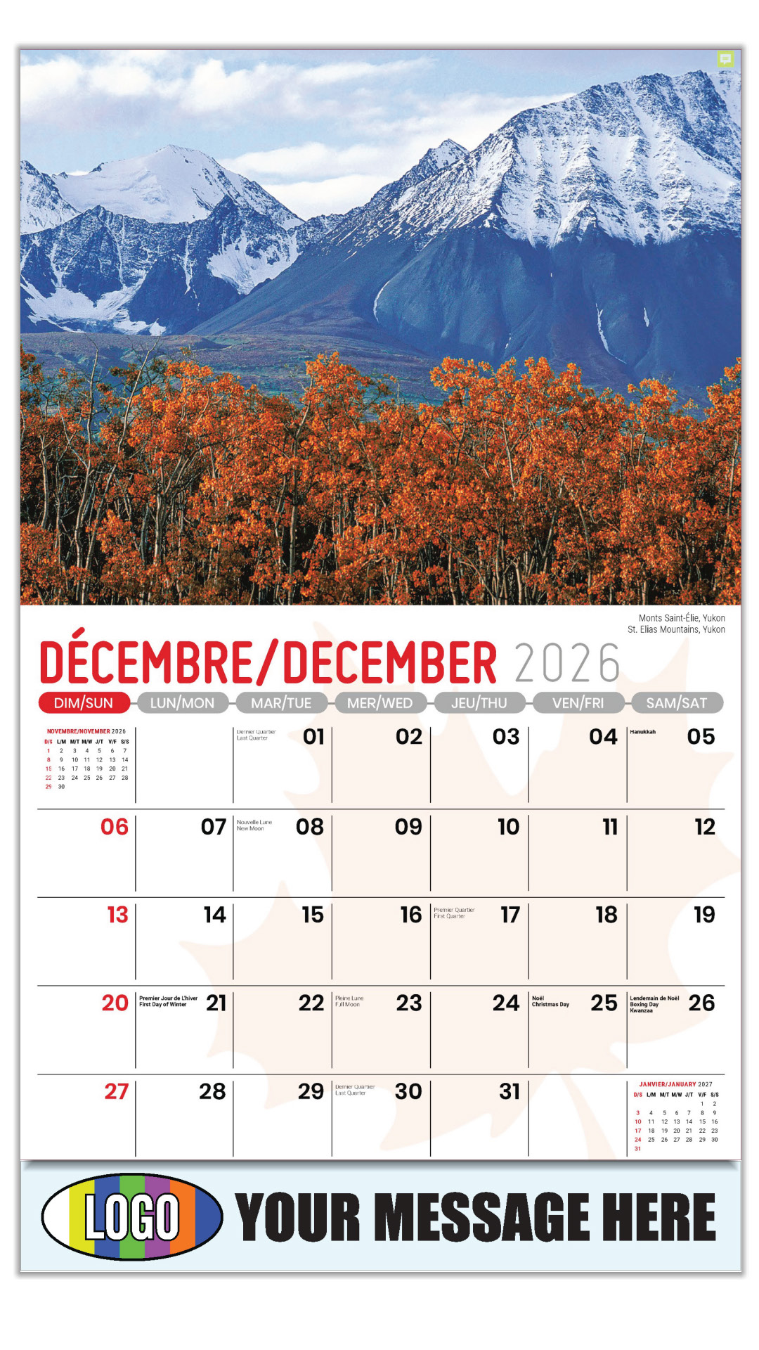 2027 Bilingual Business Promotional Calendar - Scenes of Canada