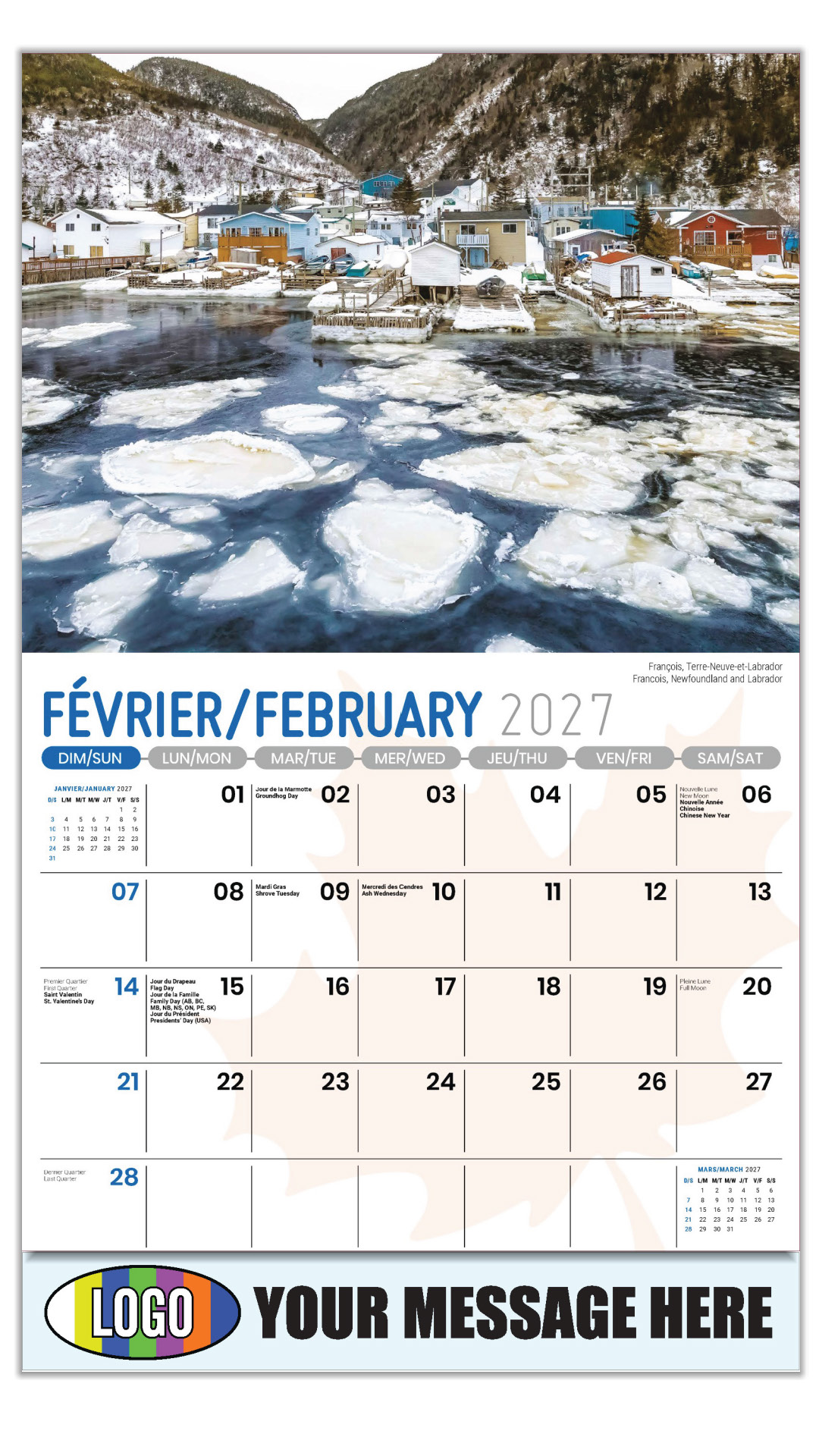 2027 Bilingual Business Promotional Calendar - Scenes of Canada