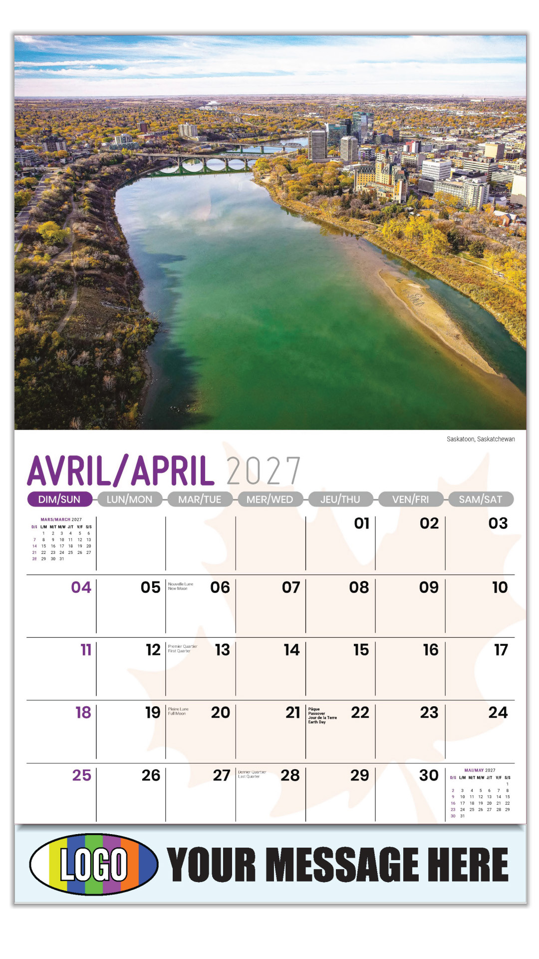 2027 Bilingual Business Promotional Calendar - Scenes of Canada