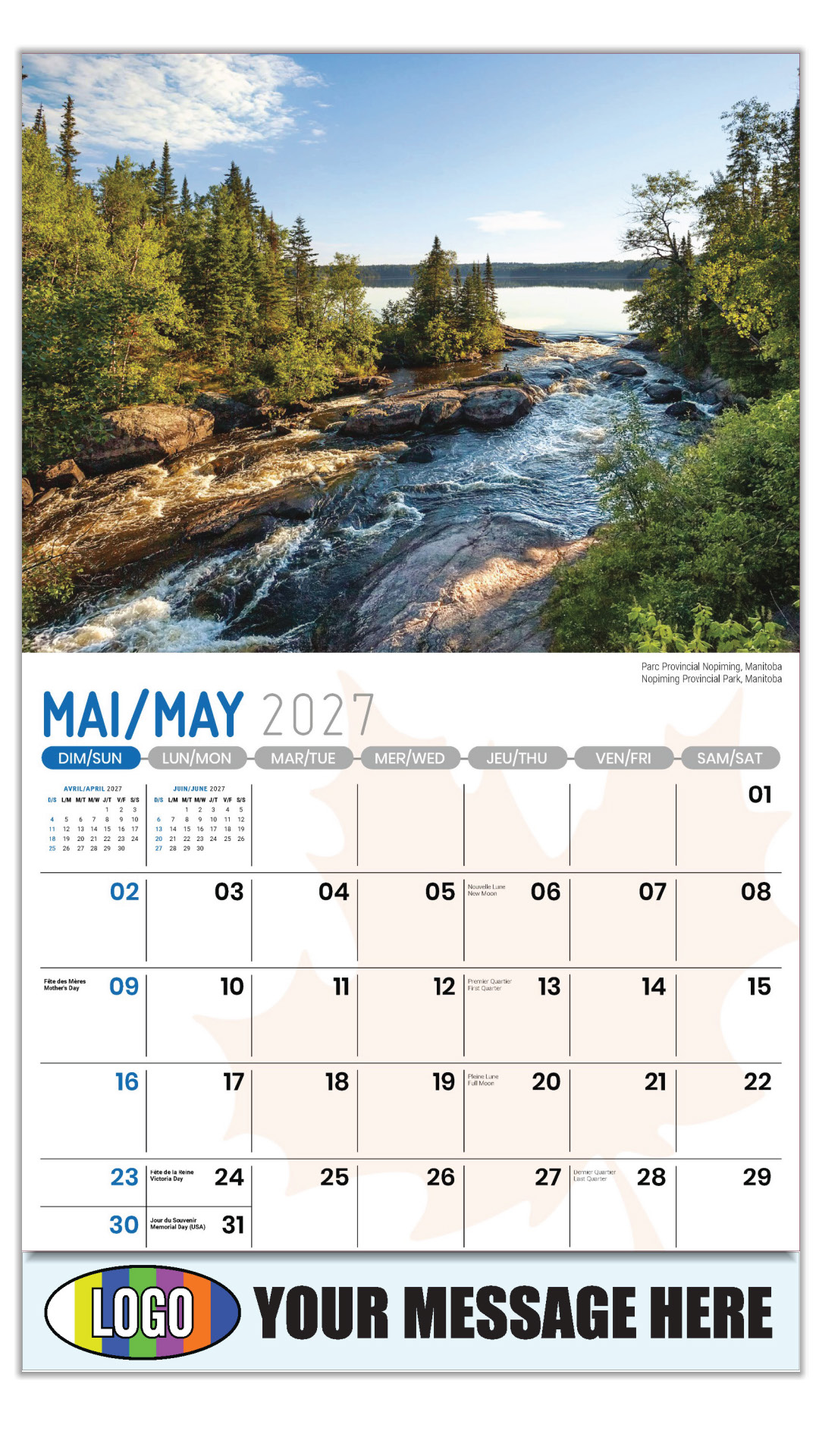 2027 Bilingual Business Promotional Calendar - Scenes of Canada