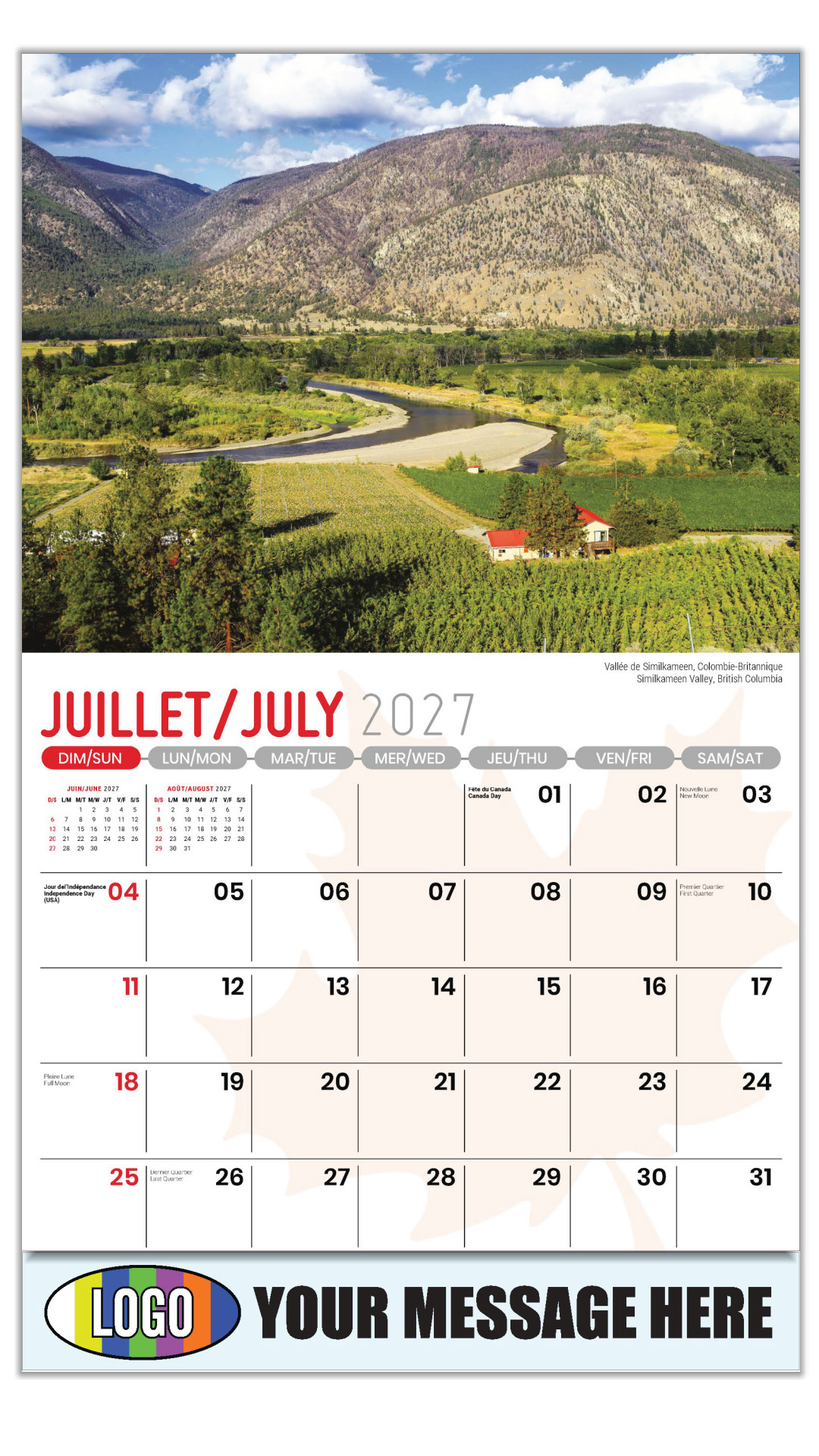 2027 Bilingual Business Promotional Calendar - Scenes of Canada