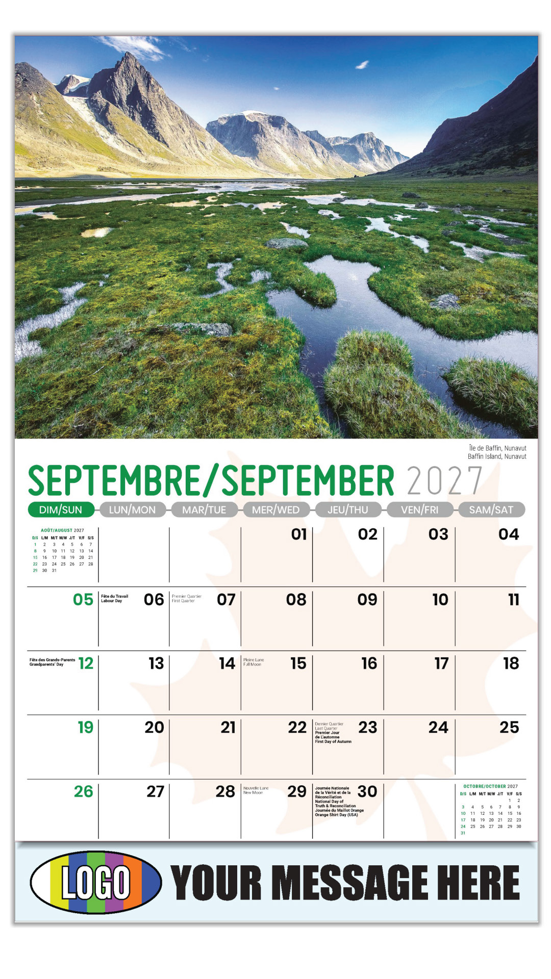 2027 Bilingual Business Promotional Calendar - Scenes of Canada