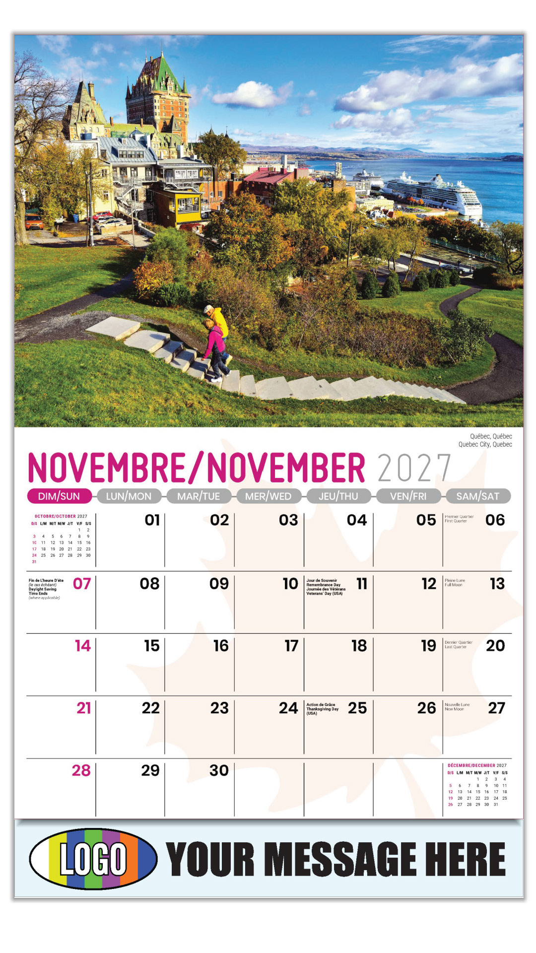 2027 Bilingual Business Promotional Calendar - Scenes of Canada