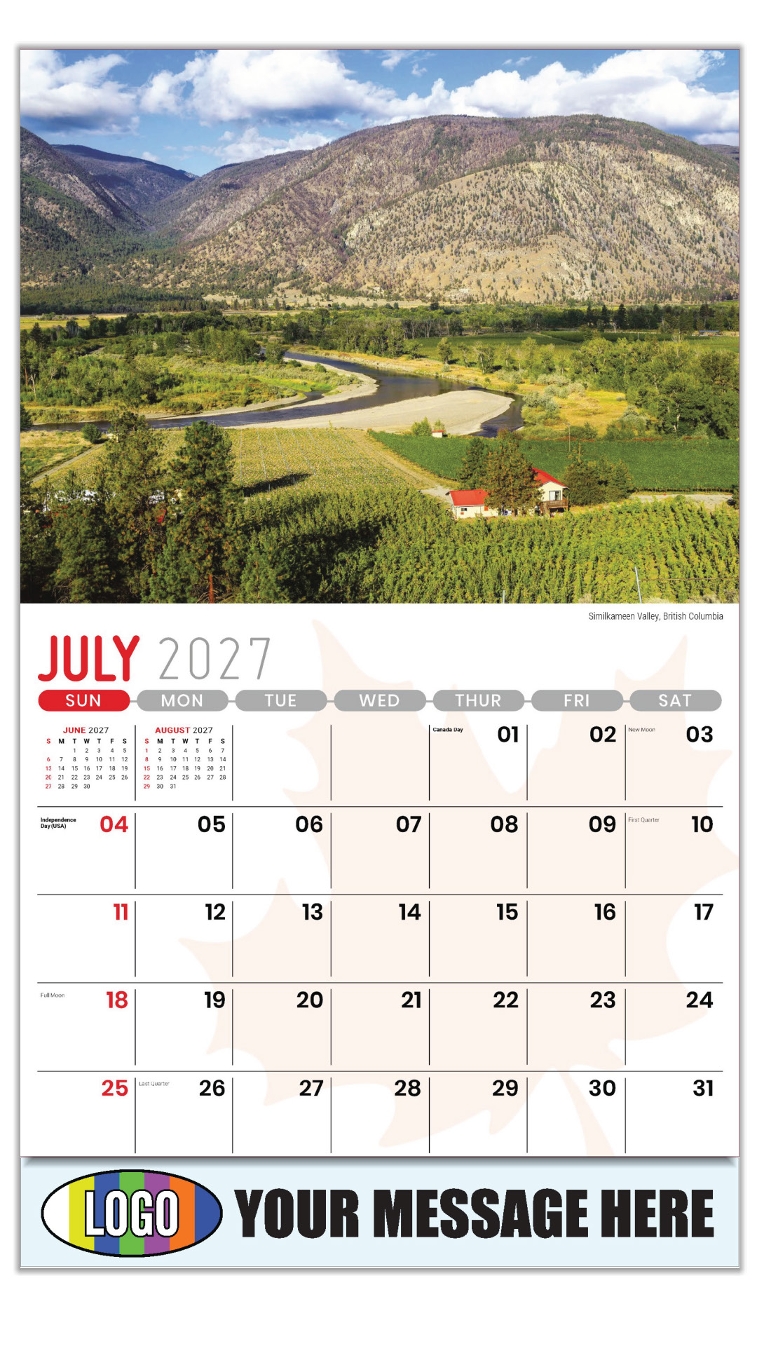 2027 Scenes of Canada Business Promotional Calendar