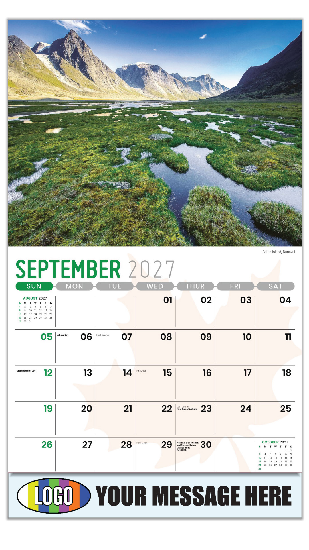 2027 Scenes of Canada Business Promotional Calendar