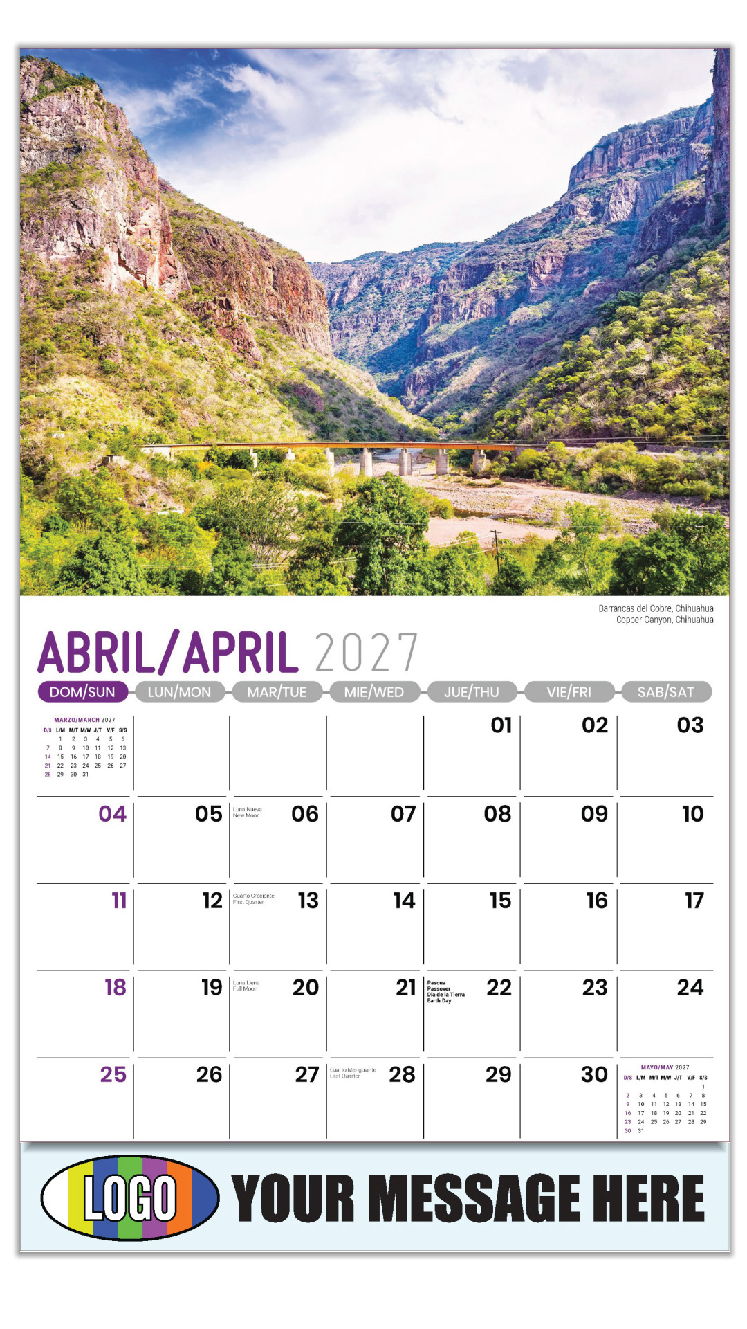 2027 Scenes of Mexico Bilingual Business Promotional Calendar