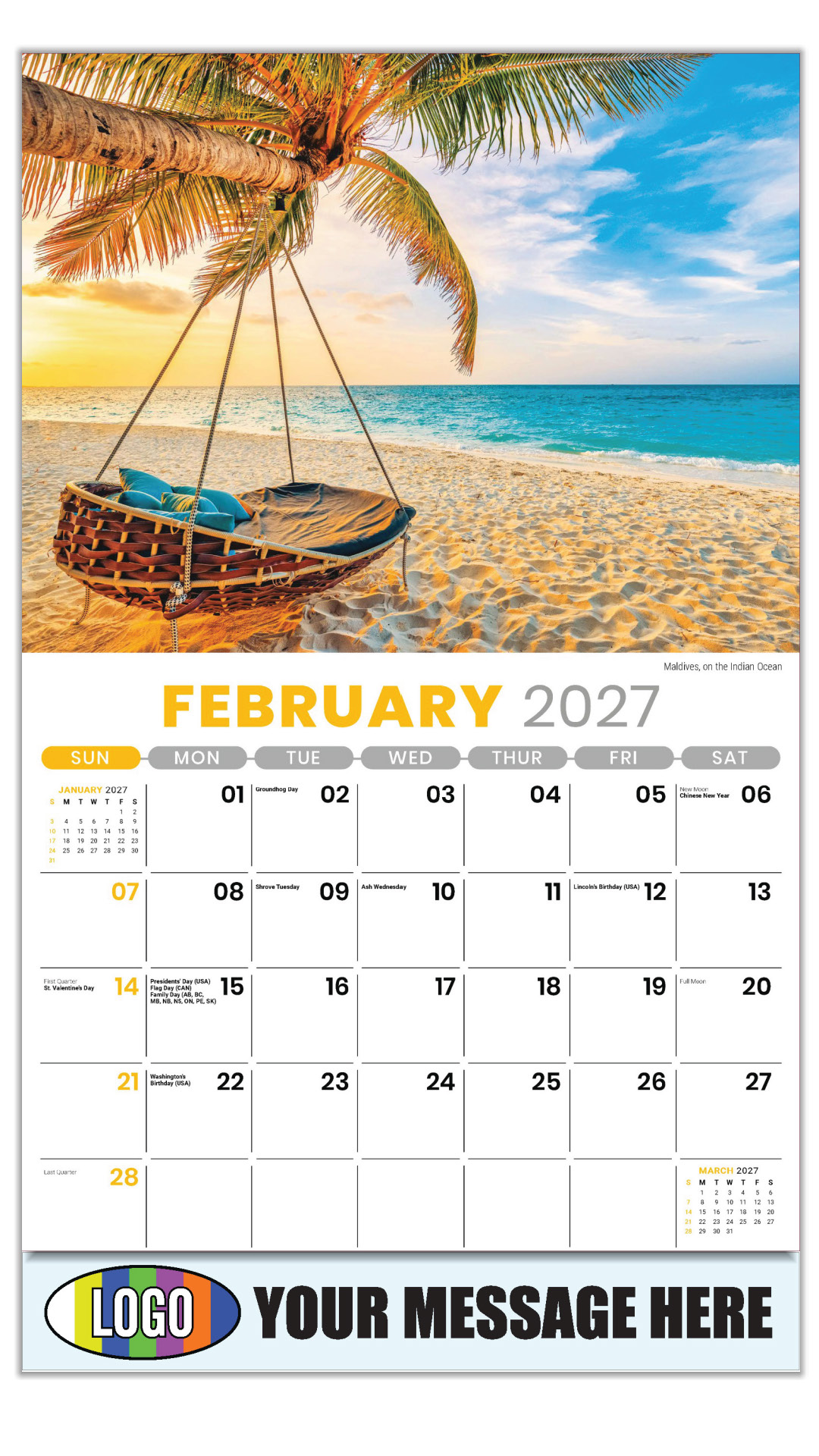 2027 Sun, Sand and Surf Business Promotional Calendar