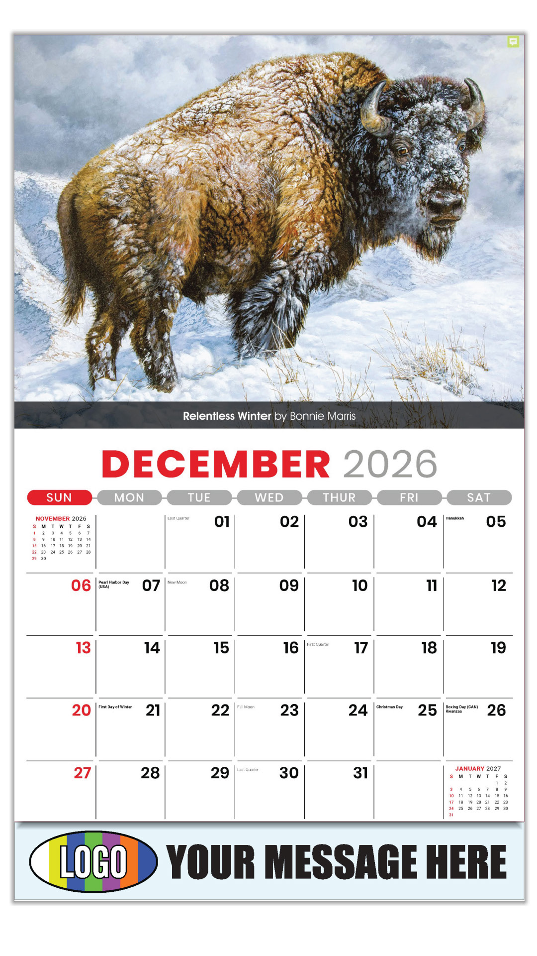 2026 Wildlife Portraits Business Promotional Calendar