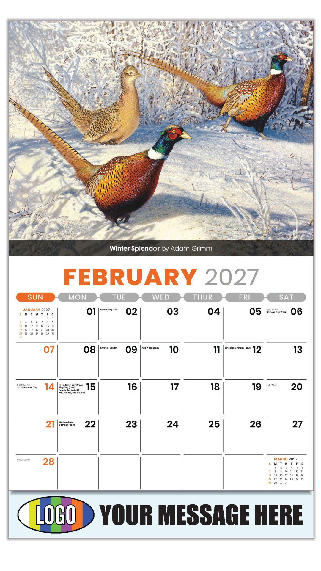 2026 Wildlife Portraits Business Promotional Calendar