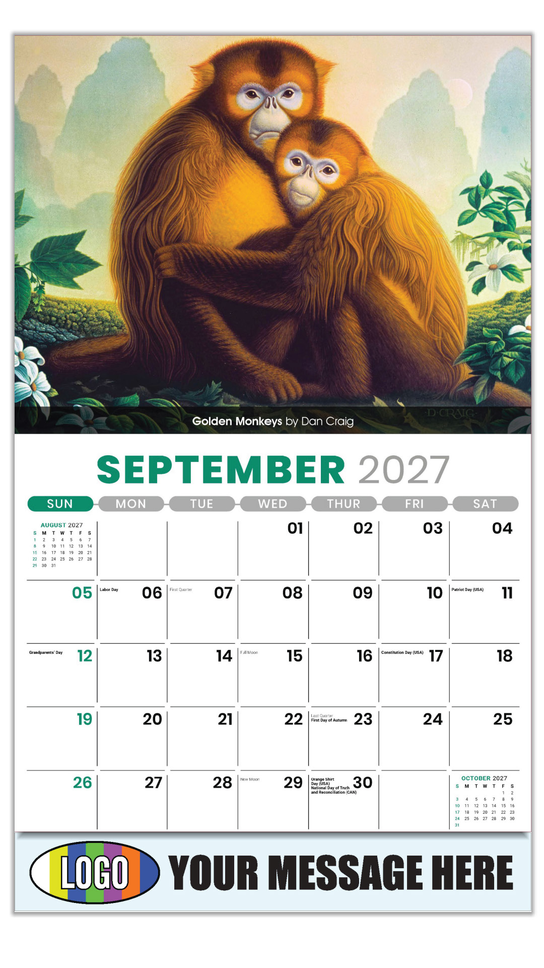 2026 Wildlife Portraits Business Promotional Calendar