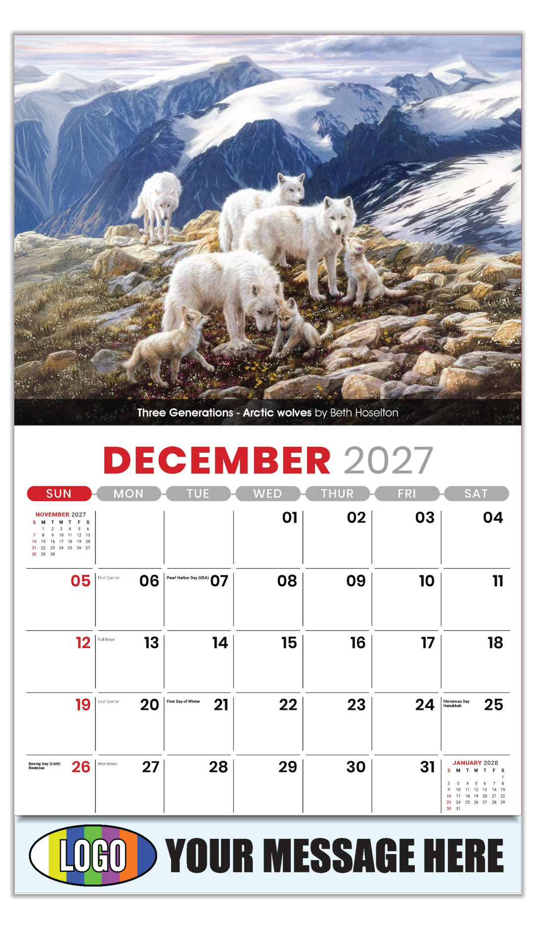 2026 Wildlife Portraits Business Promotional Calendar