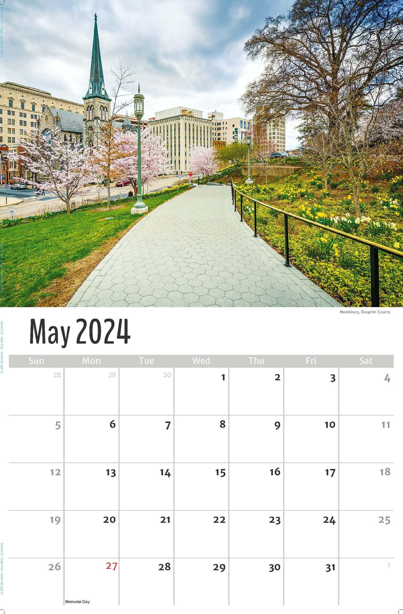 Harrisburg, Dauphin County - 2024 Wall Calendar - Scenes of Pennsylvania - May